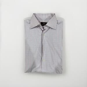 HICKEY FREEMAN MENS CASUAL BUTTON SHIRT 16 LARGE MADE IN ITALY PINK *READ*